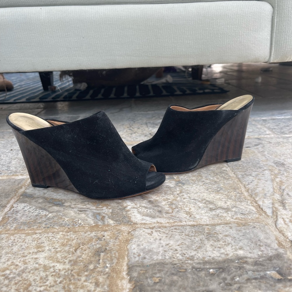 Coach Hollie Black Suede Wedge Size 7.5